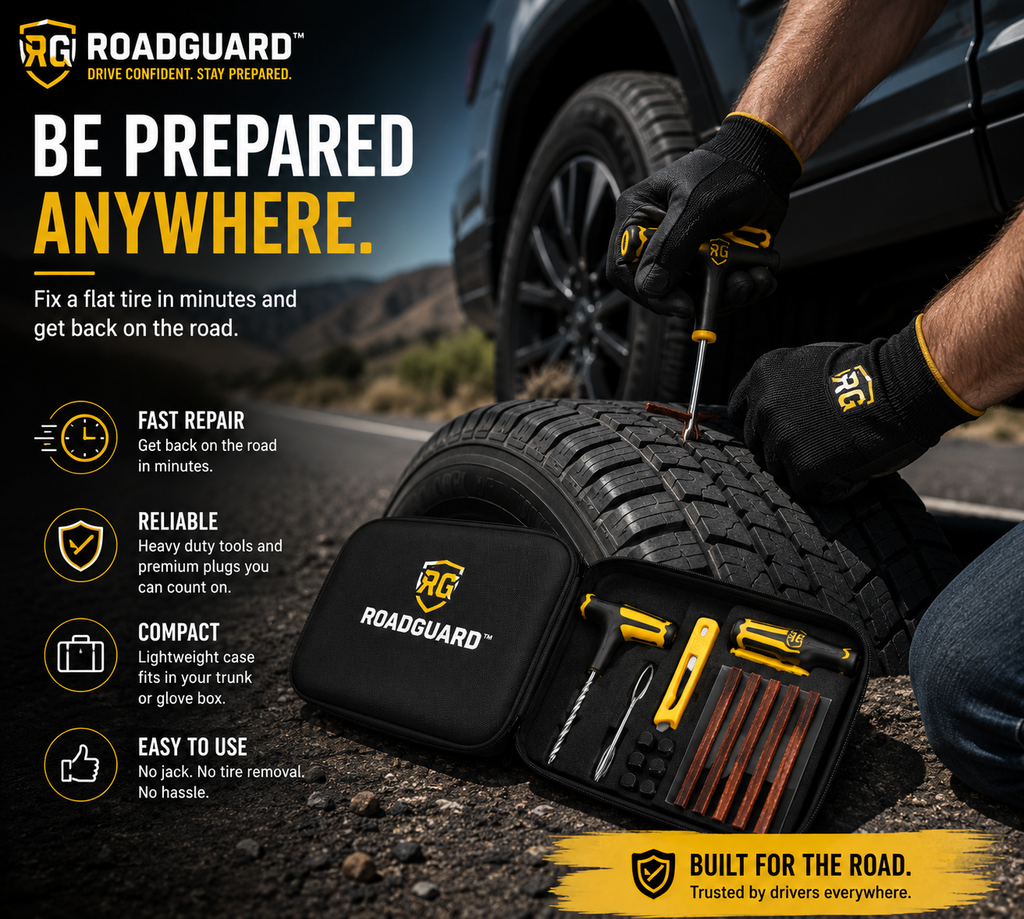 RoadGuard™ Emergency Tire Repair Kit – Heavy Duty Tubeless Tire Plug Kit