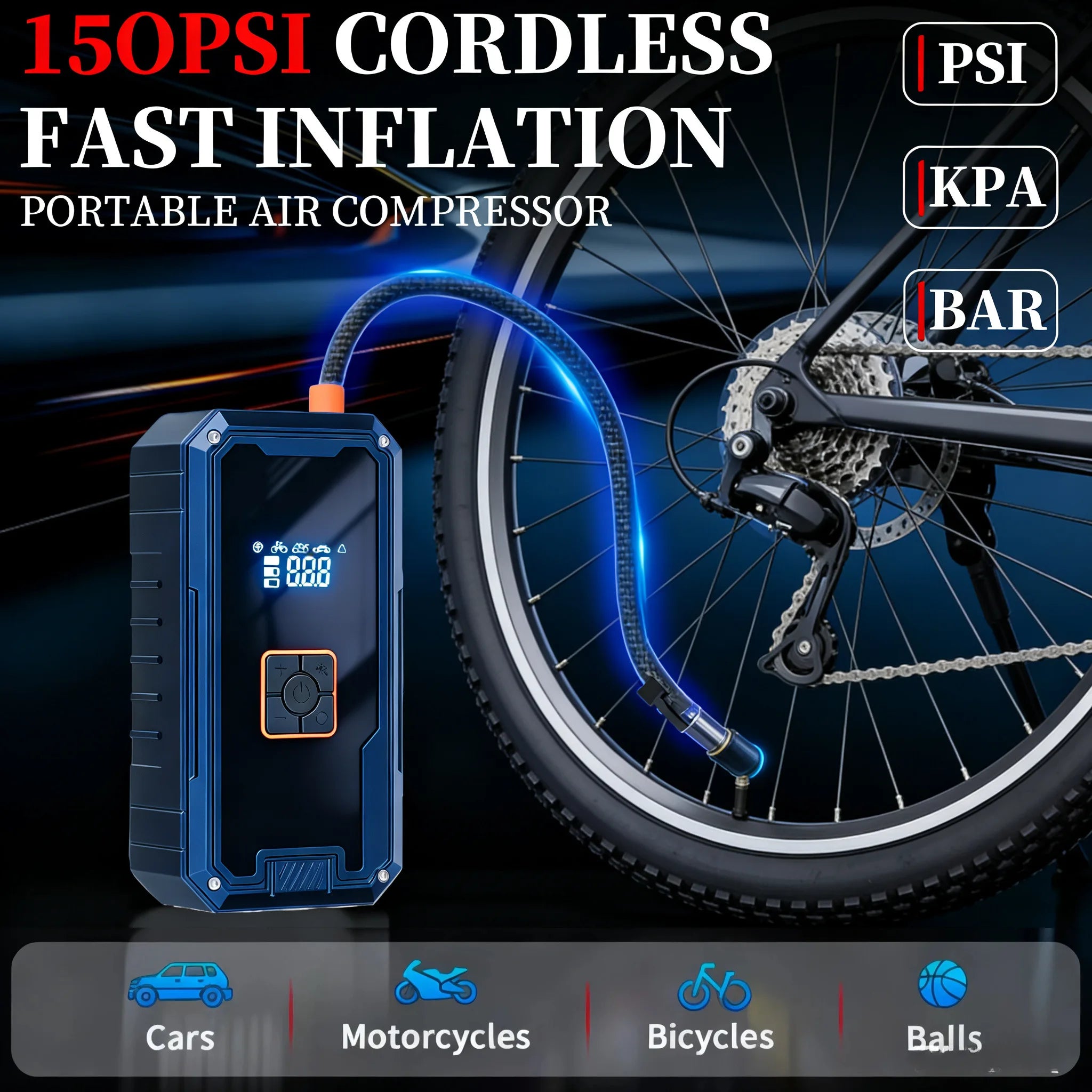 RoadGuard™ 3000A Car Jump Starter & 150 PSI Air Compressor – 99800mAh Portable Power Bank with LED Light
