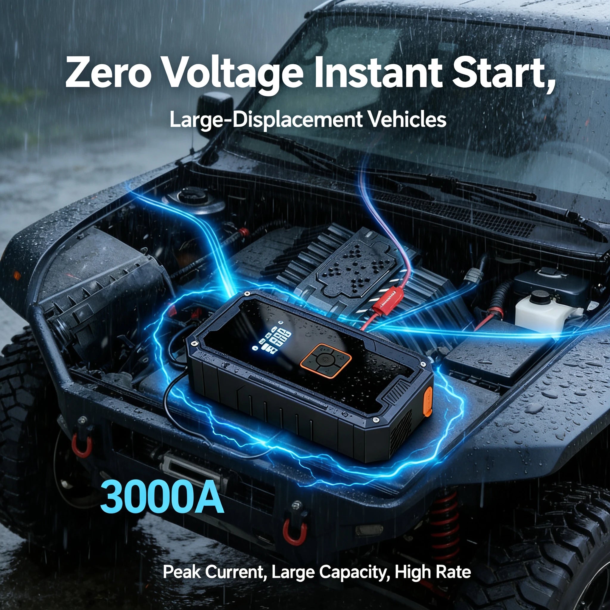 RoadGuard™ 3000A Car Jump Starter & 150 PSI Air Compressor – 99800mAh Portable Power Bank with LED Light